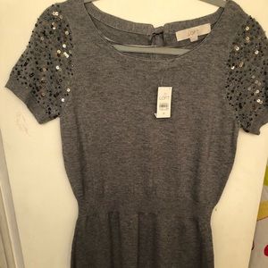 NWT LOFT GRAY SHORT SLEEVE SWEATER DRESS